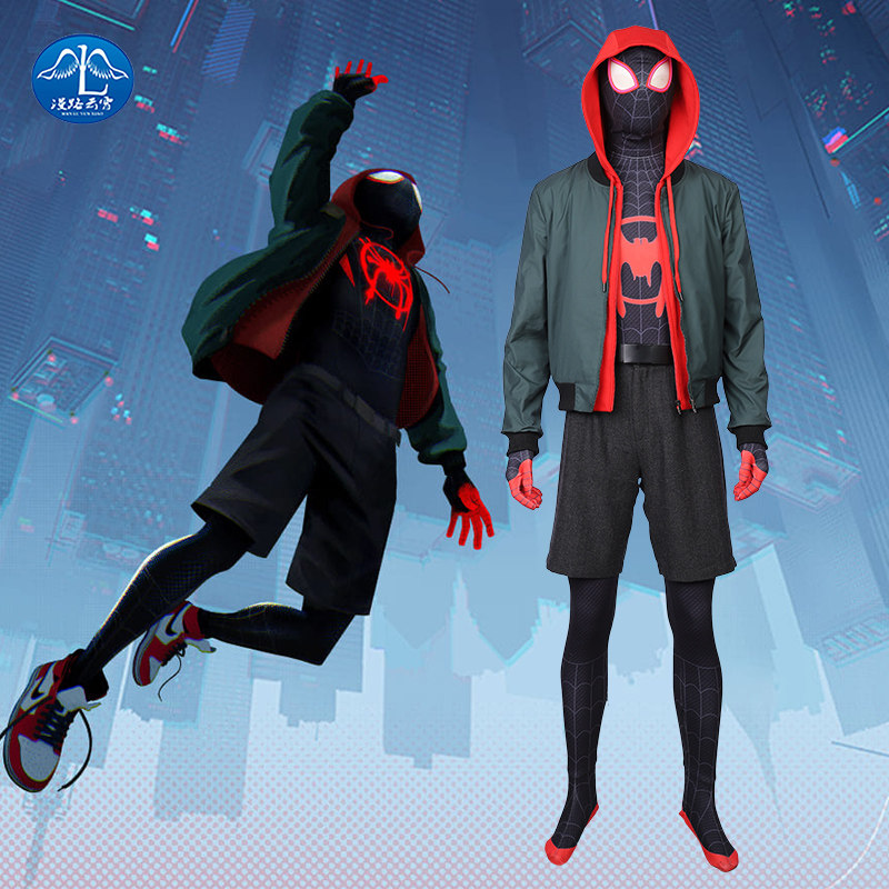 Spot Marvel Parallel World Spiderman cos Miles necropsy clothes tight fit Cosplay Costume Men
