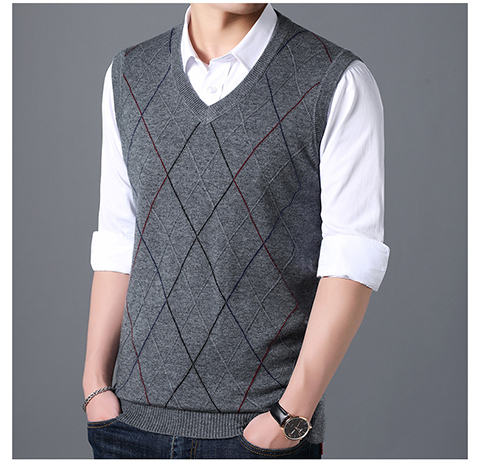 Playboy áo len ấm áp nam cổ chữ V mùa thu và mùa đông cotton vest không tay áo len lỏng áo len vest áo ba lô nam