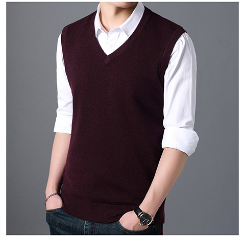 Mùa thu và mùa đông ấm áp áo len nam V-cổ cotton vest giản dị không tay áo len lỏng áo len vest vest ao khoac len nam