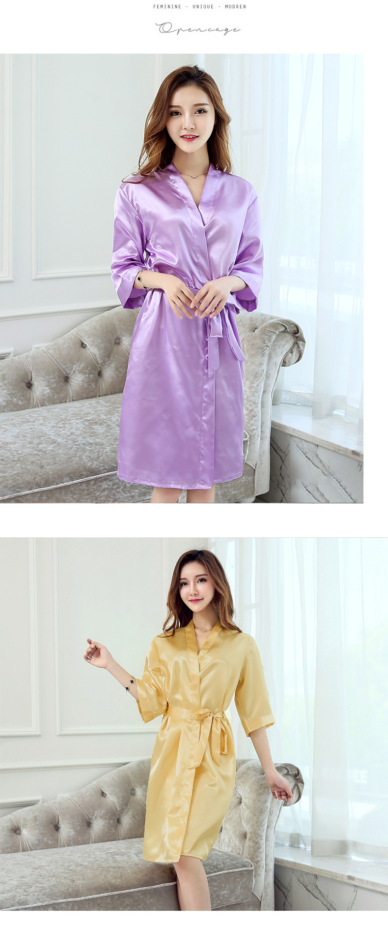 Váy cưới mùa hè ladies solid color áo ngủ sexy ice silk áo choàng tắm Hàn Quốc phiên bản của mỏng yukata phụ nữ béo MM đồ ngủ