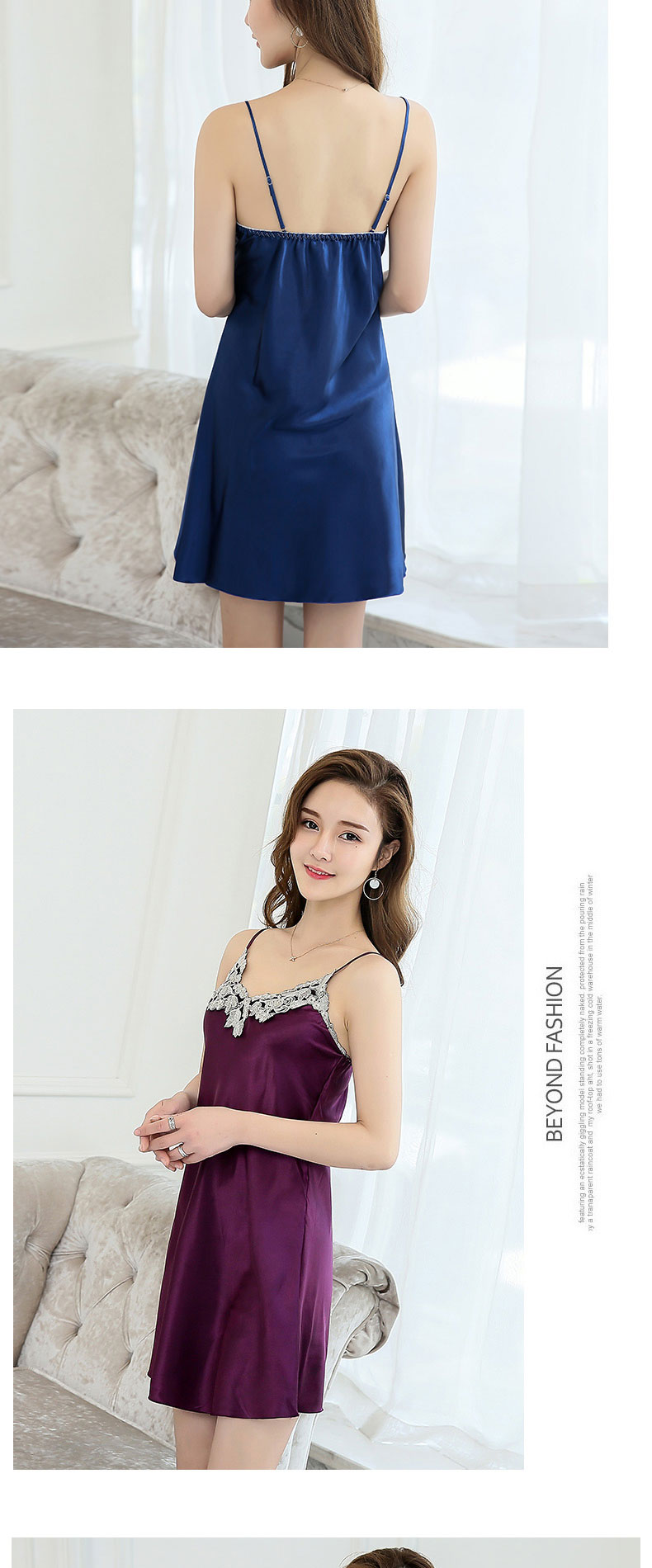 Nightdress nữ sling sexy cám dỗ băng lụa mỏng tươi lụa ren phần mỏng váy đồ ngủ nhà dịch vụ