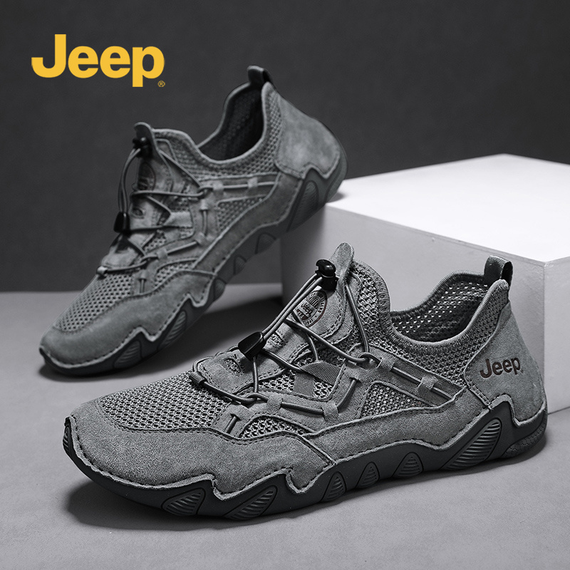 Jeep Men's Shoes Summer Hiking and Mountaineering Sports Shoes Men's Breathable Mesh Shoes Non-Slip and Wear-Resistant 2026 New Mesh Shoes