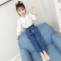 Childrens 3 girls spring autumn clothes suit 2022 new 4 pupils 5 Han version 6 net red ocean gas 7 girl clothes 8 years old