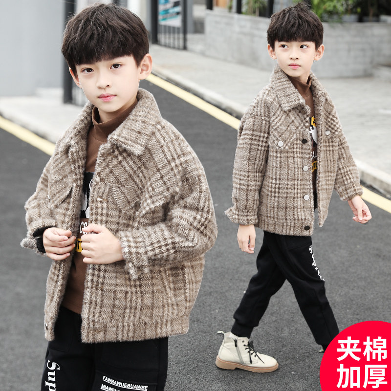 Boy's spring and autumn clothes Mao jacket ten 8 CUHK Tong Shuai qi 13 Boy clip cotton thickened Son Coat 12-15 years old