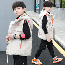 Childrens clothing boys cotton vest 10 childrens winter coat thickened 12-15 years old middle and Big Boy mens clothing 9 boys cotton horse clip