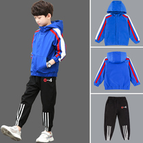 Boys spring and autumn action set 2021 new 8 ten 11 middle and large children handsome 12 spring and autumn two-piece set 10-15 years old
