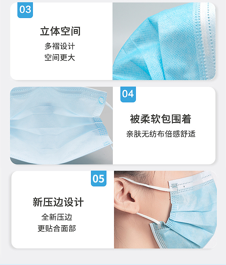 柔伶 3层一次性防护口罩 50片装 含熔喷层 图11