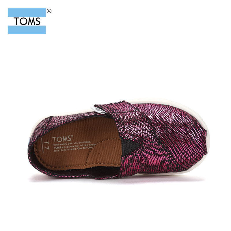 TOMS Children's Shoes Boys and Girls Velcro Snakeskin Comfortable Flat Lazy Shoes Kids