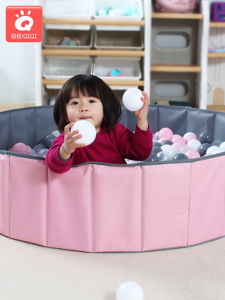 Ocean ball pool Children's home children's toys Indoor fence Baby bubble Bobo ball foldable storage net red