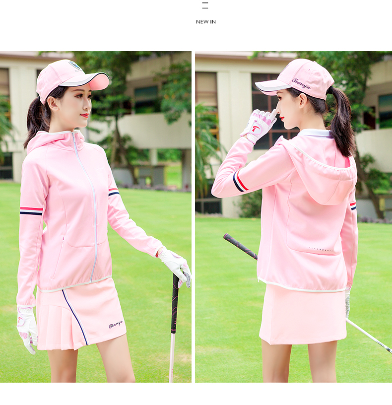 Mùa xuân mới Quần áo Golf Phụ nữ áo dài tay bóng áo trùm đầu Zip Áo thể thao quả bóng tập golf
