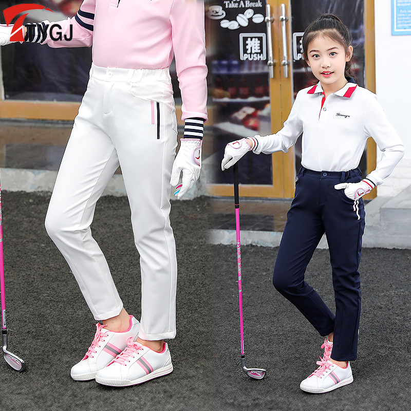 Spring Summer Children Golf Clothing Girls Long Pants Elastic Tightness CUHK Children Casual Sports Pants Student Pants