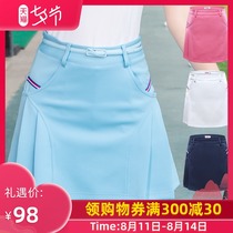 Free belt spring and summer golf skirt Korean version of sports feather tennis skirt pleated skirt Anti-naked shorts skirt