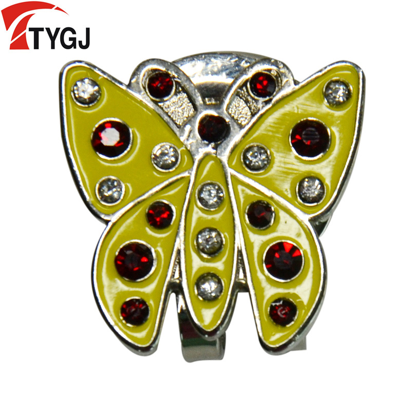 Golf Accessories Supplies Fashion Butterfly Lady Inlaid With Flash Drilling Practical Cap Clip Magnetic Mark Mark