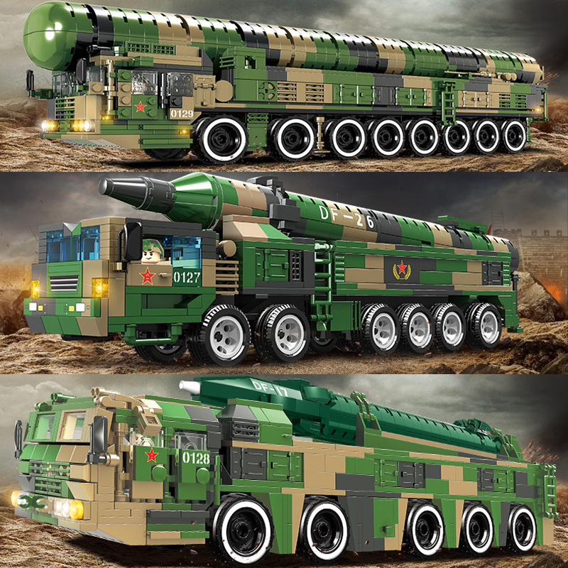 2025 New Dongfeng 41 Intercontinental Strategic Nuclear Ballistic Missile Vehicle Df17 Armored Vehicle Df26 Tank Building Blocks