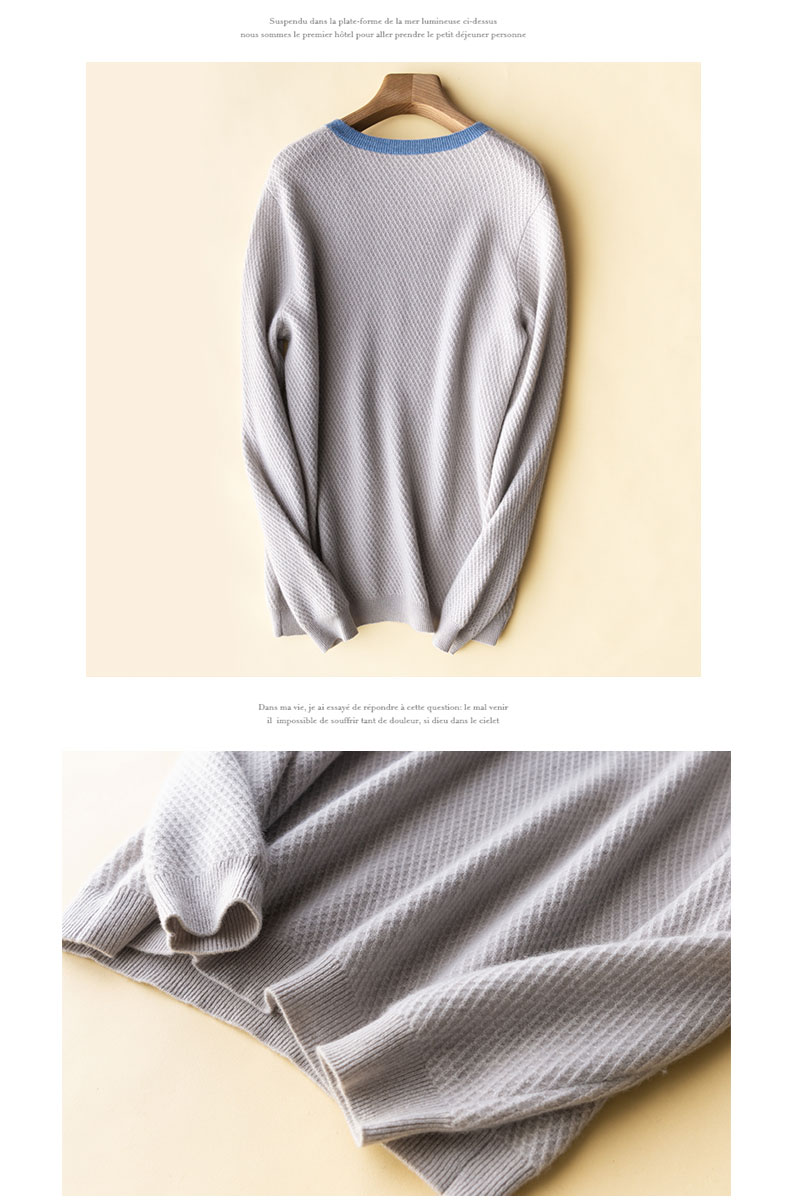 Biliani 2018 thu đông mới cổ tròn giản dị đầu thon 100% áo len cashmere nguyên chất - Áo len Cashmere bộ nỉ nam