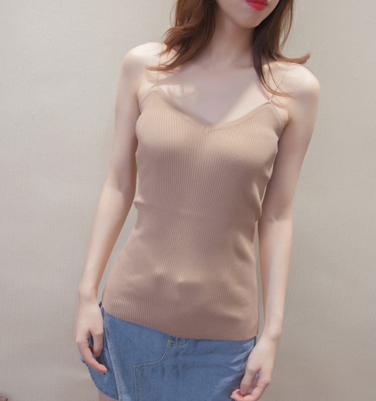 Han Lige Slim Sling đan Vest nữ áo kiểu nữ đẹp