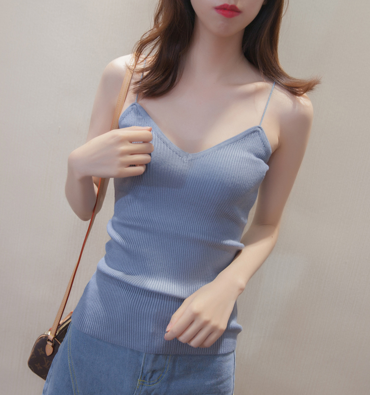 Han Lige Slim Sling đan Vest nữ áo kiểu nữ đẹp