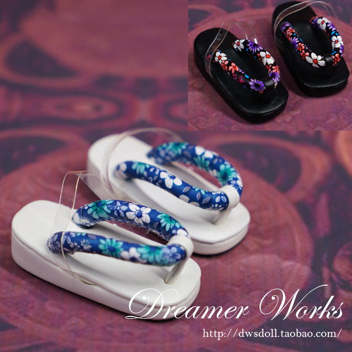 SD BJD 4 points 3 points giant baby doll shoes slippers Japanese kimono with matching wood footwear 1 31 4 2 colors