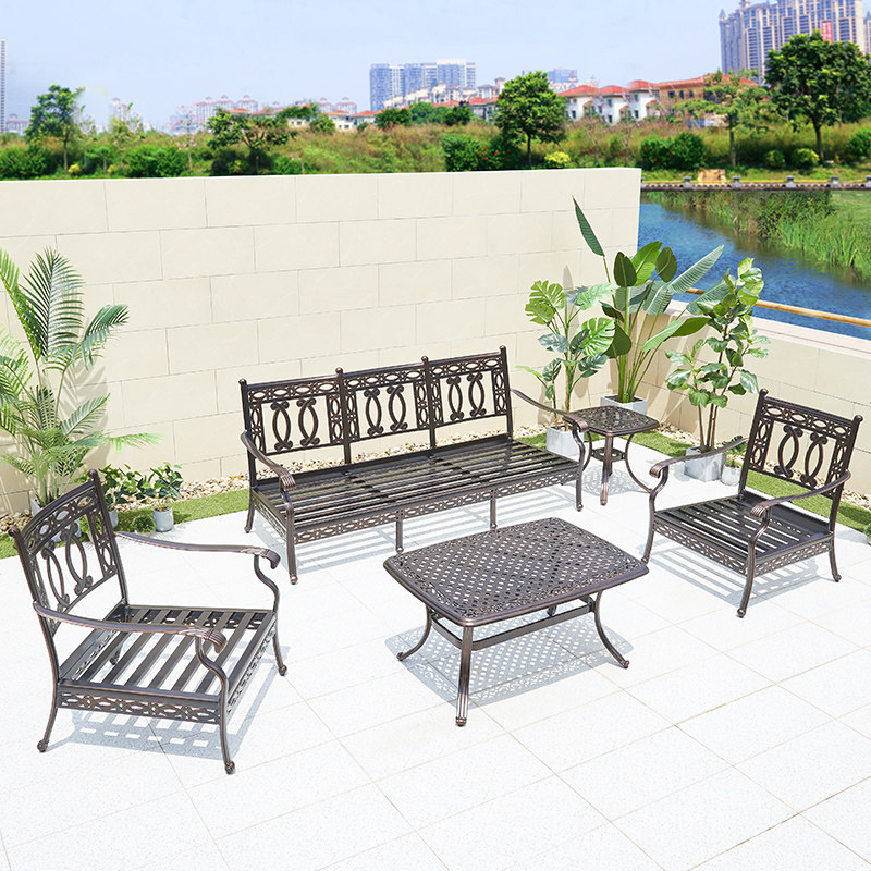 Iron sofa modern minimalist light luxury style small side table sofa small coffee table corner table balcony sofa table and chair combination