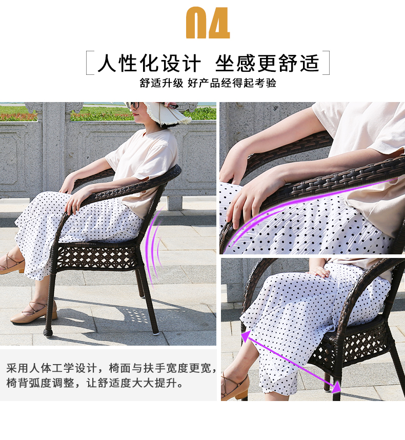 Ban công ngoài trời bàn ghế Wicker ghế ba hoặc năm bộ ngoài trời vườn mây đồ nội thất sân thượng giải trí bàn cà phê nhỏ kết hợp