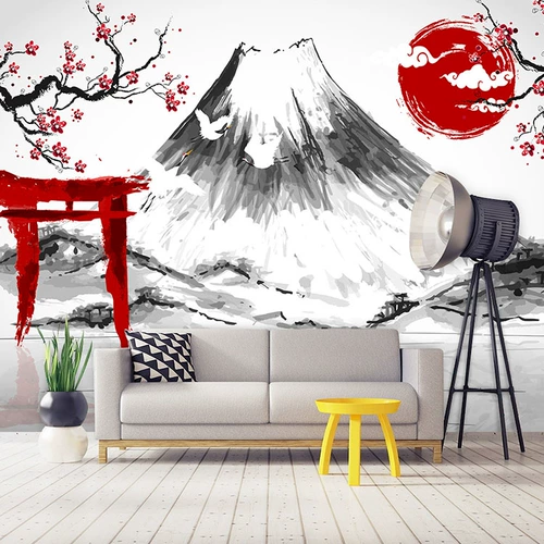 Обои японских росписи Fuji ландшафтные чернила украшение 3D и ресторан ресторана Wind Restaurant Японские ландшафтные обои
