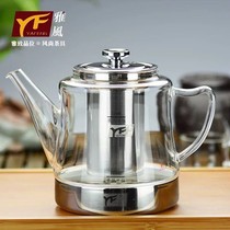 Ya Feng thickened stainless steel glass high temperature resistant induction cooker heating and boiling filter bubble teapot set large kettle