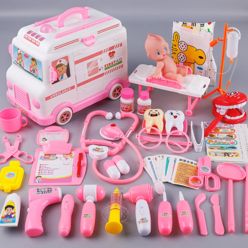 Doctor Playset Girl Ambulance Toolbox 4-6 year old children boys over home baby simulation medical 8