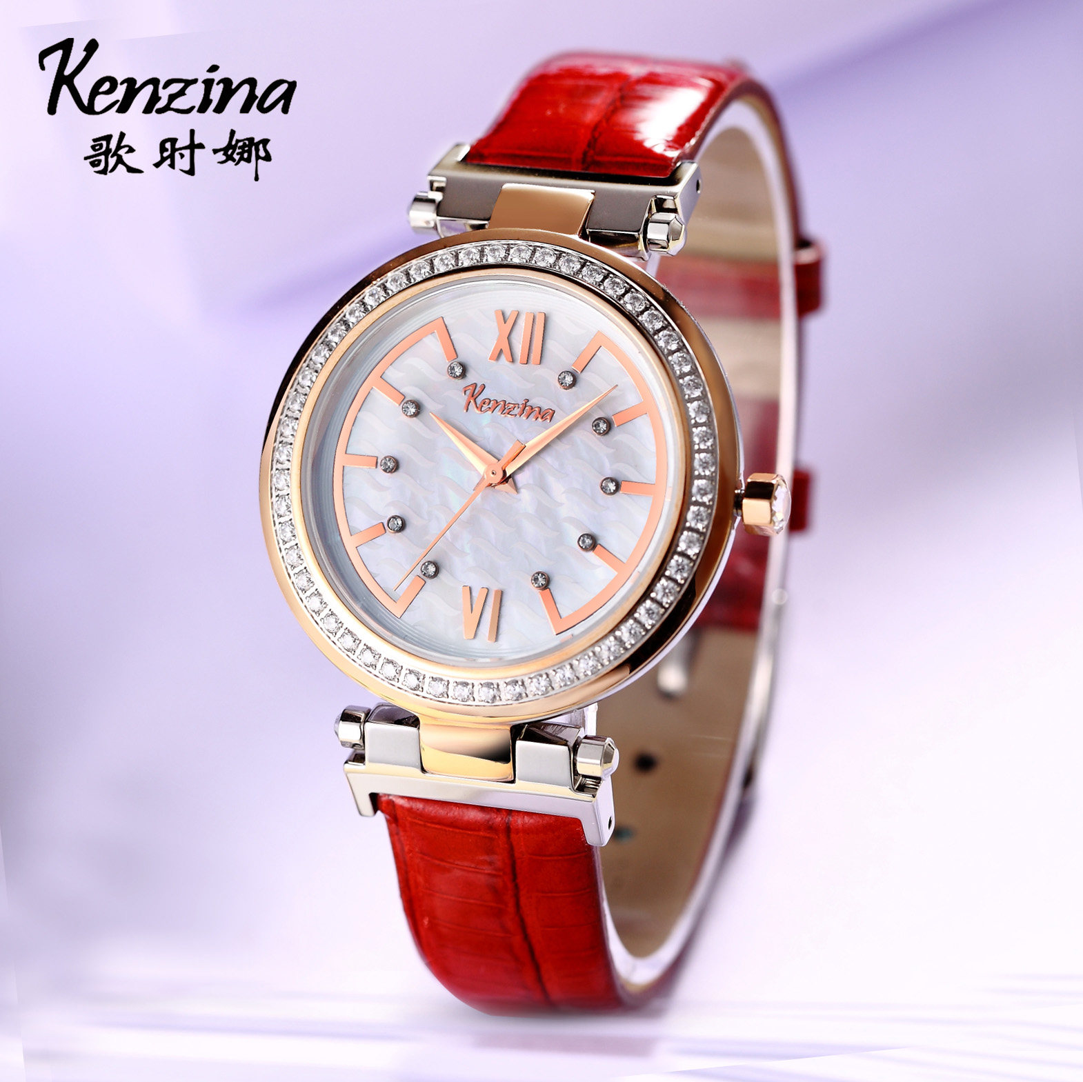 Goshina temperament red watch female 316L stainless steel diamond-encrusted Sichuan fritillary waterproof niche simple belt famous brand women's watch