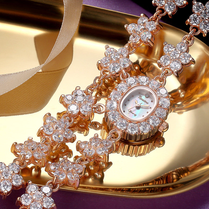 Goshina flower crystal hand-held women's watch high-end starry star-studded rhinestone fashion luxury jewelry fashion watch