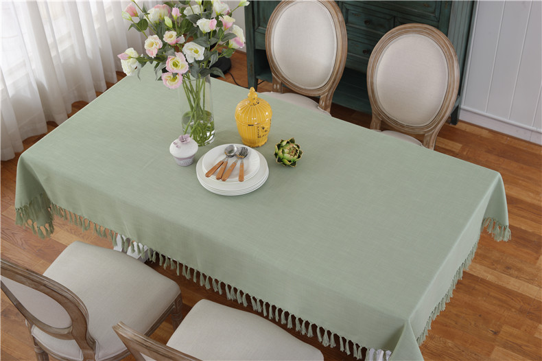 Tân Hương với khăn trải bàn bằng vải cotton và vải lanh phong cách rắn màu bàn ăn và ghế đệm đặt hình chữ nhật tùy chỉnh tua bàn cà phê vải - Khăn trải bàn khăn lót bàn phòng khách