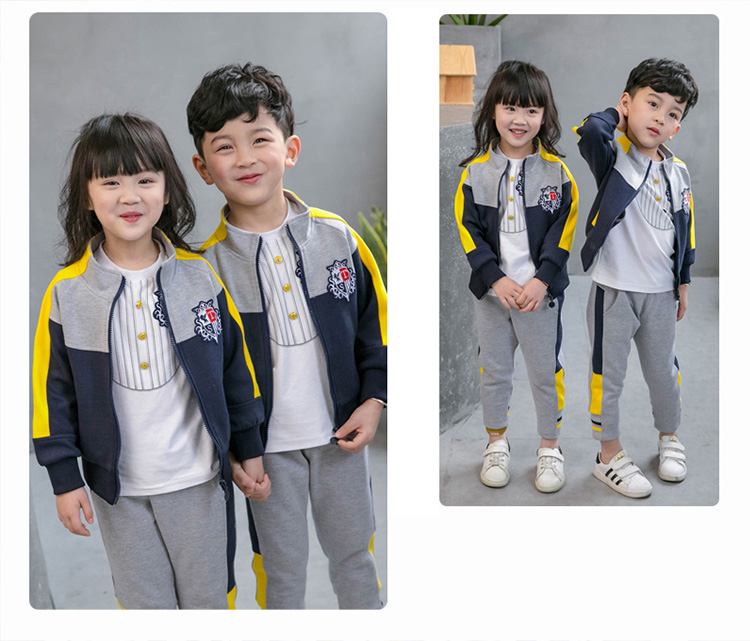 Dịch vụ lớp học tiểu học Phiên bản tiếng Hàn của quần áo mẫu giáo mùa xuân và mùa thu đặt đồng phục màu cotton trường học British College phong cách tùy chỉnh quần áo trẻ em 10 tuổi