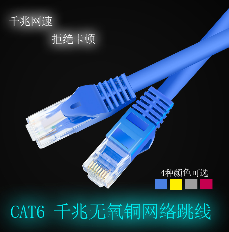 Gigabit Category 6 Ethernet Cable for Home High-Speed Broadband Computer Network, Pre-Made Crystal Head Patch Cord for Switch and Router, Red, Yellow, Blue, Gray, 1m, 2m, 5m, 10m, 15m 20m