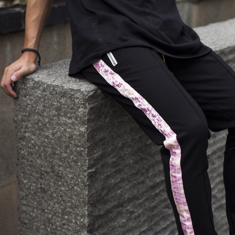 Fengtian Carriers Original Men and Men 100 Lapped Autumn Winter China Wind Retro Street Side Webbing Leisure Sports Pants