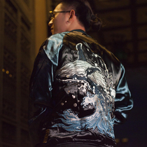 Fengtian Chengyun original spring and autumn Yokosuka men double-sided embroidered jacket whale and wind wave embroidery jacket