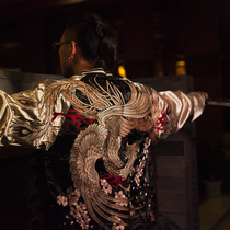 Three provinces and six original spring Suzaku embroidery mens Yokosuka double-sided jacket Phoenix Nirvana embroidered jacket