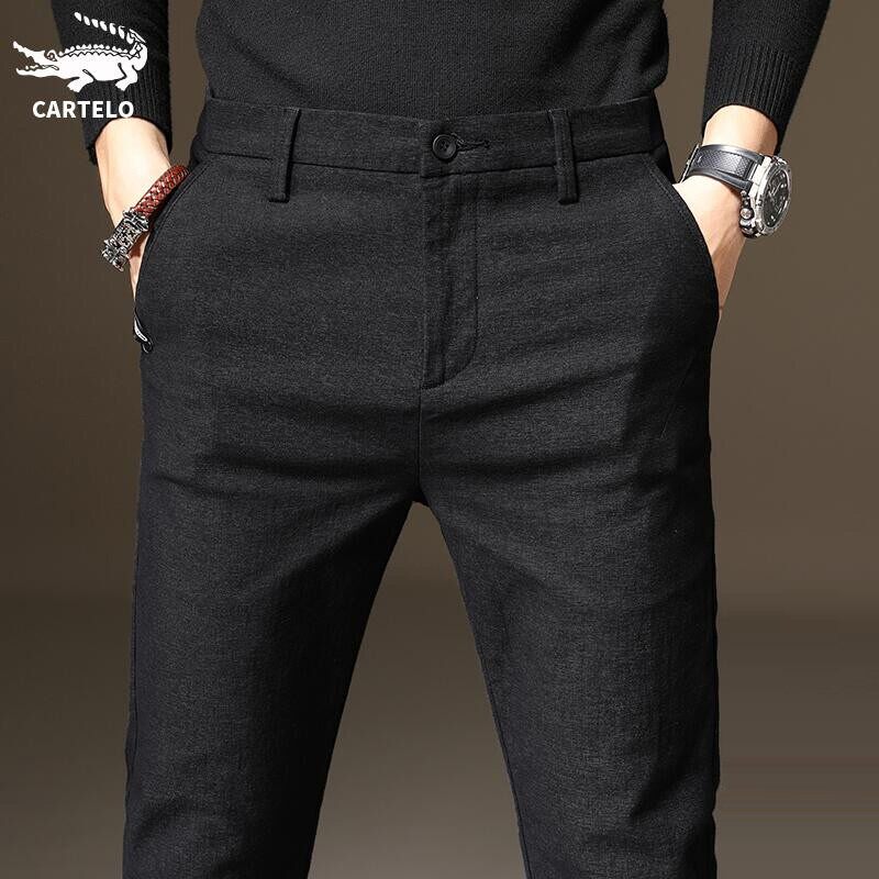 Crocodile casual pants men's Korean version trendy loose summer Western pants black business minor feet long pants male pants