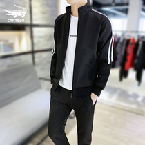 Crocodile spring casual sports suit men's sweater coat with handsome Korean fashion men's suit