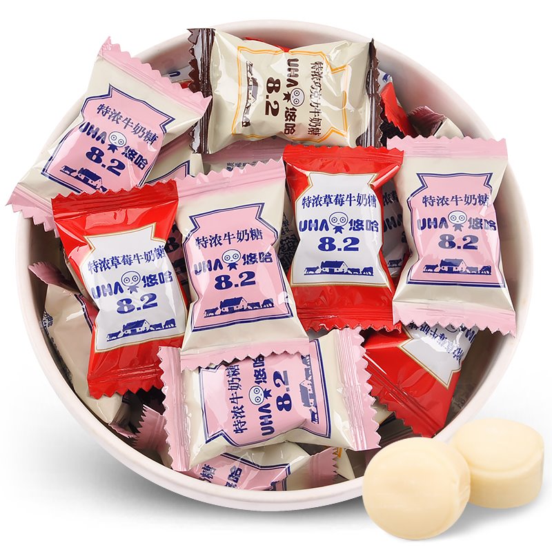 UHA Yuhart Concentrated Milk Candy Wedding Candy Bulk 500g Children's Toffee Chocolate Strawberry Candy Wholesale