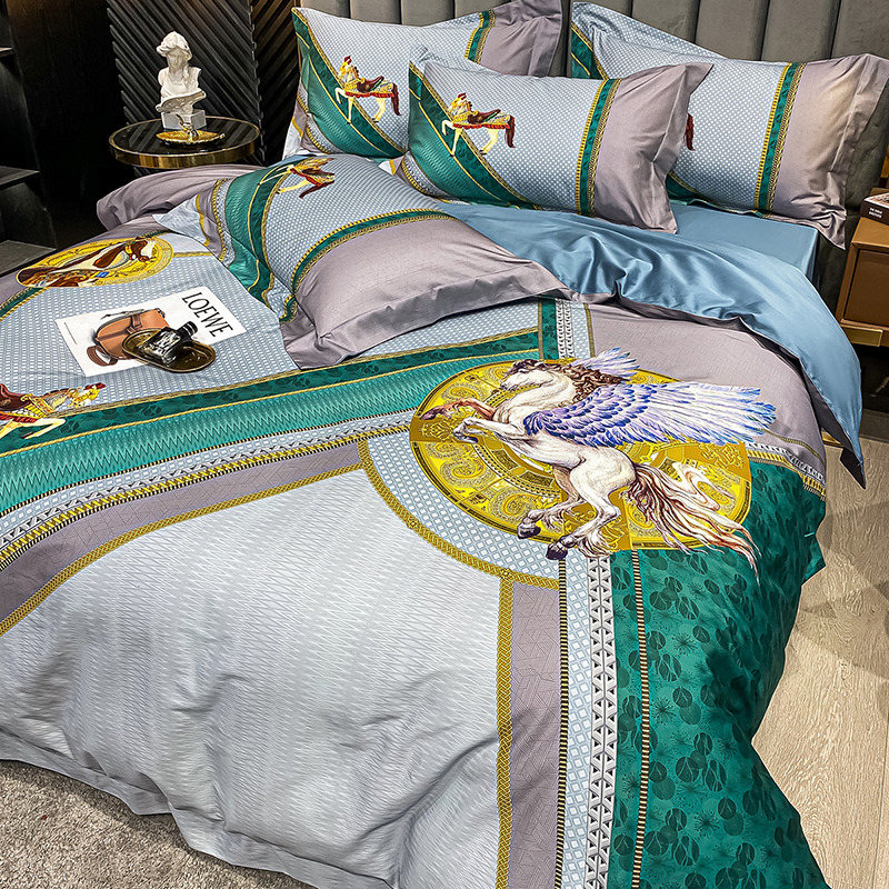 Xinjiang long-staple cotton European 60s high-end pure cotton bedding four-piece set 1 5m1 8m quilt bed sheet