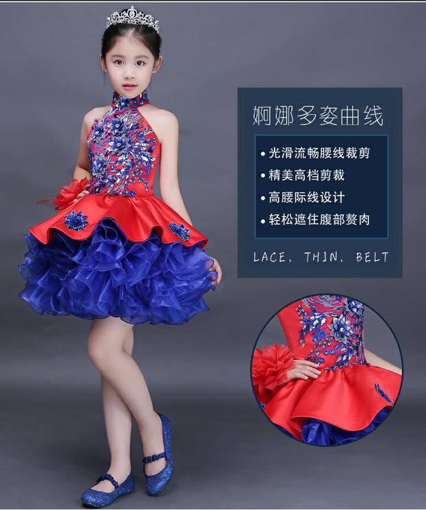 Trang phục dạ hội trẻ em chủ nhà Tutu cô gái người mẫu catwalk trang phục trẻ em công chúa ăn mặc hiệu suất quần áo trailing váy bé gái đẹp