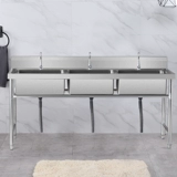 Коммерческая нержавеющая сталь Ремень для раковины Стент Двойной бассейн Санчи Кафетерий.