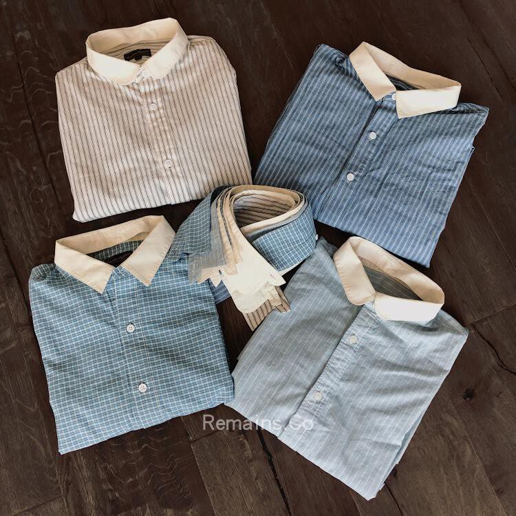 Remains Japan imported fabric to change the retro long-sleeved pullover shirt PULLOVER three collar types