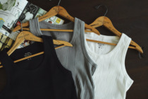 REMAINS Xinjiang cotton retro bottoming vest daily with drawing thread pure cotton knitted Tank Top