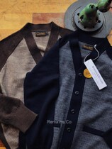 Remains Merino wool two-color Cardigan shoulder traditional American retro College IVY Cardigan