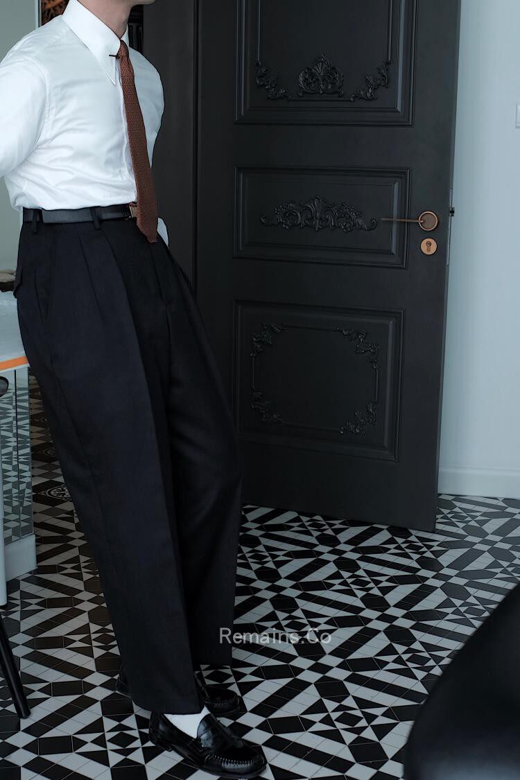 Remains Ultra High Quality Fine Spinning Wool Retro Western Pants British Import Fabric Hollywood Waist Elegant Gentleman