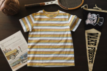 Remains 50 s cotton American vintage colored striped shirt round neck T-shirt vintage men and women short sleeves