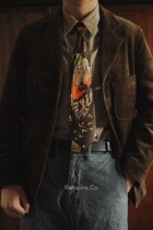 Japan imported corduroy French suit jacket striped topper classic three-color RRL style retro hunting top