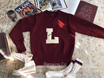 Remains evergreen vine college Letterman sweater IVY retro sleeve head long sleeve imported wool male and female