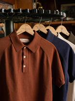 Remains high twist cotton knit lapel shoulder sleeve polo shirt retro four color short sleeve Cityboy daily leisure