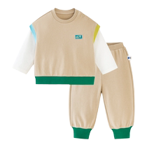 (College Style) Mini Balabala Boys and Girls Long Sleeve Suit Baby Fake Two-piece Sweatshirt Casual Pants